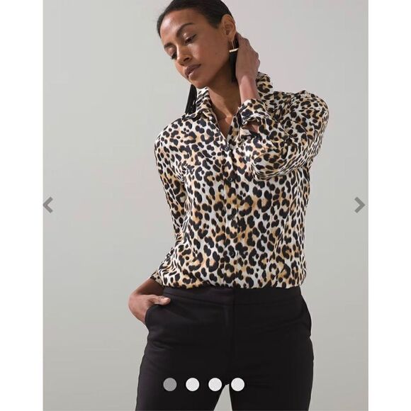 Chico’s animal printed casual button down shirt size 2 - Picture 1 of 9